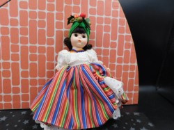 8" Madame Alexander Brazil International 547 or 530 Doll, Striped or Red Print Costume, Fruit or Silver Headpiece, Box, Tag Choice